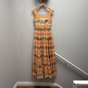 Bohemian Floral Maxi Dress in Orange and White